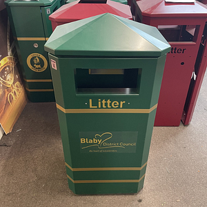 green litter bins