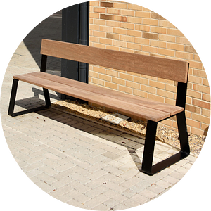 steel framed timber benches