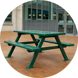 steel picnic benches