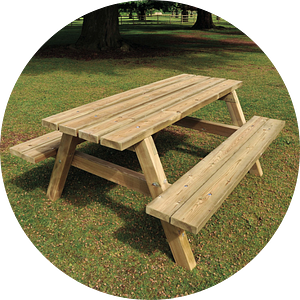 timber picnic benches